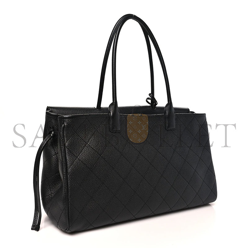 CHANEL GRAINED CALFSKIN STITCHED URBAN ESSENTIALS SHOPPING BAG BLACK AS99589 (37*22*14cm)